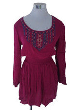 Vestido Flying Tomato Para Mujer Pequeño Boho Manga Larga Cintura Elástica Bordada