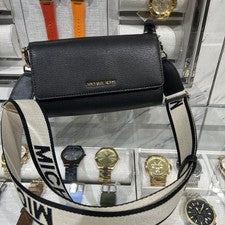Bolso Bandolera Michael Kors Jet Set Artículo Grande Cremallera Alrededor Cartera Negro