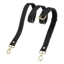 Correa de cuero genuino de 1" para bolso (negro, hebilla dorada)