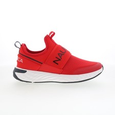 Nautica Zento EL2745 Hombres Rojo Lona Sin Cordones Estilo de Vida Tenis Zapatos