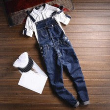 Moda Para Hombres Denim Pantalones de Carga Mono Jeans Mono Pantalones con Tirantes Informales