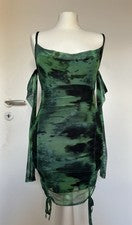 Fashionkilla Minivestido Verde Negro Malla con Mangas - Talla 34, Nuevo