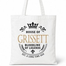 Bolso de Mano GRISSETT Family Surname House Of White Algodón