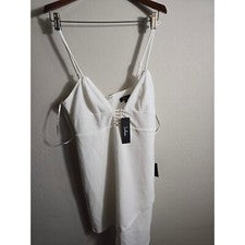 Mini Vestido Lulus Blanco Sin Mangas Asimétrico Fiesta Cóctel Talla Grande Nuevo con Etiquetas