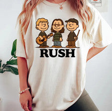 Camiseta Rush Band: estilo retro de dibujos animados, Geddy Lee, Alex Lifeson y Neil Peart