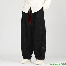 Pantalones Sueltos Informales de Pana Estilo Chino Retro Para Hombres Primavera Otoño Talla