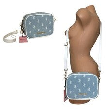 Juicy Couture Mujer Gótico Denim Blanco Cámara Bandolera Bolso de Hombro