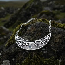 Collar Rhiannon Diosa Epona 925 Piedra Lunar Damas Caballo Joyería Plata Regalo