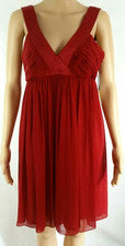 Vestido de cóctel forrado rojo-naranja (pimentón) New London Times para mujer (8)