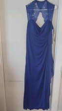 Vestido Fiesta Azul Cobalto Azul Oscuro Encaje Espalda Mujer Talla Maxi vestido formal 2XL