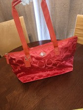 Nuevo sin etiquetas Bolso de Mano Coach Getaway Signature Nylon Embalable Fin de Semana Rojo Juego de 2 piezas