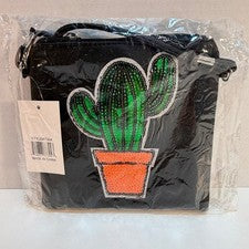 Bolso Bandolera 2 Moda Negro Cactus Lentejuelas Bolsa Mujer Cremallera Estilo 7304 NUEVO