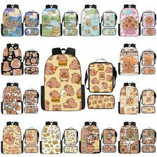Capybara Mochila Escolar Bolso de Hombro Bolsa de Almuerzo Aislada Estuche para Lápices Conjunto Regalo