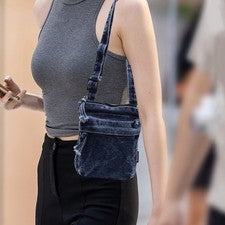 Denim-Handy-Geldbörse, bequeme Handtasche mit Reißverschluss für Damen und
