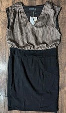 Vestido para mujer THEME estampado satinado top y falda tejida negra pequeño nuevo con etiquetas preparación retro