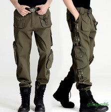 Pantalones de carga militares para hombre Mono de varios bolsillos Bolsillos Informales Moda Pantalones