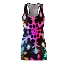 Vestido para mujer espalda cruzada luces de neón copos de nieve fiesta de Navidad vacaciones de Santa