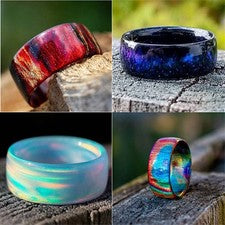 Anillos de dedo de resina arco iris joyería tamaño 7-9 acrílico multicolor anillo brillante