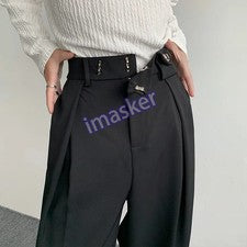 Hombres Moda Social Hombres Pantalones de vestir Pantalones de gran tamaño Pierna ancha Hombres Pantalones formales