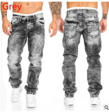 Pantalones de mezclilla rectos informales de moda de hip hop de personalidad para hombre