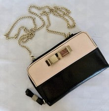 Cartera bandolera para mujer/soporte para teléfono celular cartera rosa negro correa de cadena