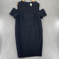 Vestido Chicos Mujer 3 US 16 Negro Hombro Frío Manga Corta Sobre la Rodilla Tejido Nuevo con Etiquetas