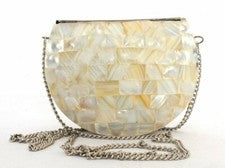 Madreperla para mujer de moda bolso de mano de metal bolso sin asas bandolera...
