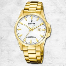 Festina Reloj Hombre Acero Oro festina Hecho en Suiza Reloj de Pulsera UF20044 /