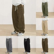 Pantalones de pana holgados de pierna recta cintura elástica para hombre
