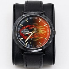 Bulova Harley Davidson 78A123 Men’s Flame Dial Leather Watch New