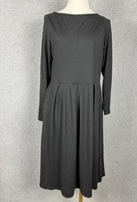 Vestido midi plisado acampanado y calce manga larga negro para mujer 24seven grande nuevo con etiquetas