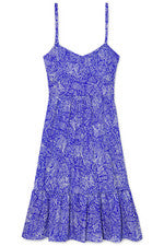 Vestido para mujer - Vestido floral estampado - Solero - 2XL - Algodón - Azul neón
