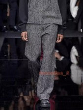 Hombres Invierno Lana Pantalones Largos Sueltos Informales Pierna Recta Pantalones Moda Pantalones Formales