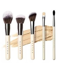 Juego de brochas de maquillaje de belleza HALEYS, mezcla sin rayas cerdas suaves premium paquete de 5