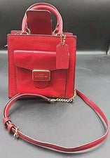 Bolso Bandolera Coach Pepper Para Mujer Mini C6778 Rojo Nuevo Sin Etiqueta Cadena Dorada 7"x7"x3"
