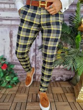 Pantalones largos informales a rayas para hombre oficina calce ajustado negocios moda pantalones ajustados