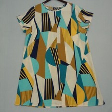 Mini Vestido Shein Curve Geométrico Multicolor Manga Corta Crew Para Mujer Talla (1XL)