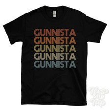 CAMISETA GUNNISTA ESTILO RETRO REPETIDO Hombre y Mujer Reino Unido Lugar Nombre Regalo