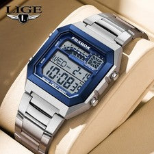 Reloj de lujo para hombres cuarzo digital números luminosos fecha impermeable deportivo reloj de pulsera