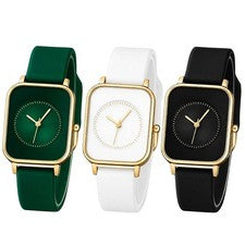 Reloj de mujer rectangular reloj de pulsera reloj de cuarzo correa de silicona reloj elegante
