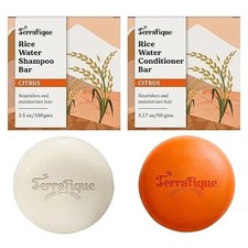 Champú y acondicionador de agua de arroz Terrafique barra cuidado del cabello conjunto 3,17 oz sellado