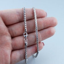 Collar de cadena Franco de 2,45 mm - Chapado en rodio plata de ley 925 - 16"- 30"