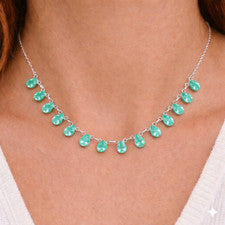 Collar Joyería Plata de Ley 925 Hecho a Mano Piedras Preciosas Turmalina Verde Talla-18