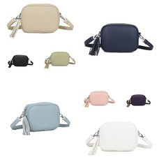 Bolso Bandolera Mensajero Pequeño para Damas Cuero Sintético Cremallera Bolso de Mano Correa Ajustable