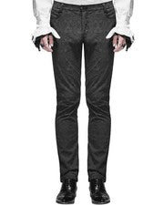 Diablo Moda Para Hombres Gótico Steampunk Pantalones de Vestido Negro Damasco Victoriano