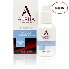 Crema hidratante facial Alpha Skin Care Essential, ácido hialurónico, 2 oz. PACK DE 2