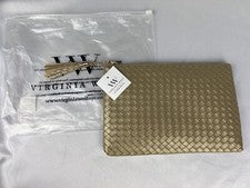 Virginia Wolf Mimi Mujer Tejido Dorado Bolso sin asas Cosméticos Bolso de mano Cartera Nuevo