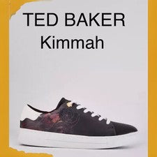 Damas Niñas Zapatos de salón Tenis Kimmah Negro Floral Talla 3 Cuero PVP £110 Ted Baker