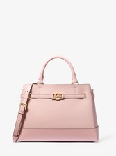 Cartera grande Michael Kors de caña de cuero granulado en polvo rubor