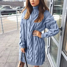 VestidO De MOda Invierno para Mujer EleGante Manga larga Cintura Vendaje Grueso-